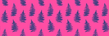 Minimalist eğreltiotu yapraklarının cesur ve canlı bir renk kombinasyonunu içeren kusursuz bir desen. Kumaş tasarımı, kırtasiye, ambalaj ya da ev dekorasyonu için mükemmel. Modern ve şık estetik..