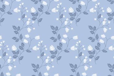 Siyah arka planda küçük yaprakları olan narin çiçek tomurcukları içeren kusursuz bir şekil. Zarif tekstil tasarımları, duvar kağıtları, kırtasiye ve moda projeleri için mükemmel.