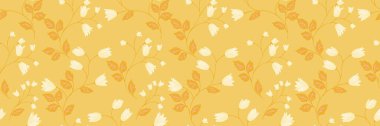 Zarif, pürüzsüz, kır çiçekleri ve sarı arka planda yaprakları olan vektör deseni. Yumuşak pastel tonlar klasik, romantik ve doğa esinlenmiş bir tasarım yaratır. Tekstil ve duvar kağıtları için mükemmeldir.