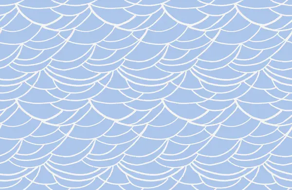 Pastel mavi, kıvrımlı dalgalı çizgileri olan pürüzsüz bir desen. Soyut organik şekiller baskı. Düz doku arka planı. Vektör el çizimi karalama. Çağdaş minimalist süs.
