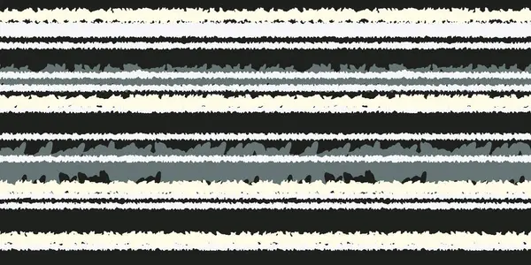 Vektör el çizgileri kusursuz desen çiziyor. Eşsiz yatay çizgiler süsü. Siyah beyaz arka plan. Çağdaş minimalist baskı.