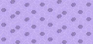Mor, mor, lavanta arkaplan üzerine el çizimi ve soyut çiçek çizgileri olan minimalist, pürüzsüz vektör deseni. Zarif, modern ve narin, tekstil ve duvar kağıtları için mükemmel.