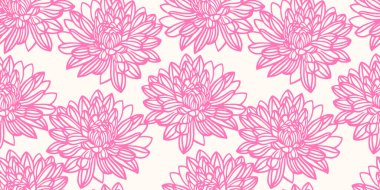 Minimalist, pürüzsüz çiçek deseni. Beyaz arka planda geniş, detaylı pembe çizgili çiçekler. Modern tekstil, ambalaj, duvar kağıdı ve ev dekorasyonu için mükemmel..