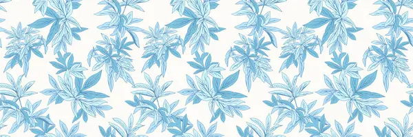 Kusursuz botanik desenli narin yapraklar yumuşak mavi tonlarda. Kumaş, kırtasiye ve ev dekorasyonu için ideal. Sakin ve zarif bir atmosferi çağrıştırıyor. Güzel dallar hasat izi bırakıyor..