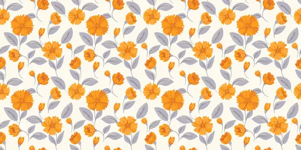 Soyut yaratıcı çiçekler ve pürüzsüz desenler. Vektör el çizildi. Sarı sevimli çiçek desenli. Tasarımlar için süs, çocuklar için tekstil, defter kapağı