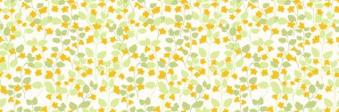 Sarı çiçekli, yeşil yapraklı ve çiçekli, kusursuz bir çiçek deseni var. Cesur ve zarif, moda, kumaş tasarımı, ambalaj, dijital baskı fikirleri
