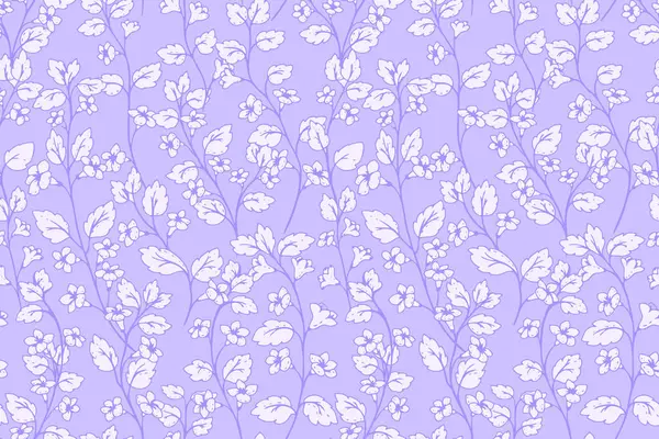 Mor lavanta arka planında narin menekşe çiçekleri bulunan kusursuz vektör deseni. Tasarım zarif ve çok yönlüdür, tekstil, baskı, kırtasiye, ambalaj için uygundur