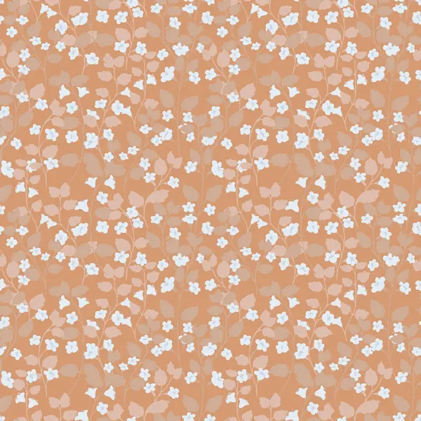 Çiçekli ve bej arkaplanda yaprakları olan kusursuz çiçek vektör deseni. Zarif ve sofistike botanik tasarım, tekstil, moda baskıları, duvar kağıdı ve ambalaj için mükemmel.