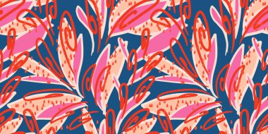 Soyut girdap şekilleri olan canlı, pürüzsüz bir desen. Vektör el çizildi. Eşsiz organik şekiller, akış çizgileri ve dinamik kompozisyon baskısı. Kumaş ve ambalaj kağıtları için çağdaş tasarım