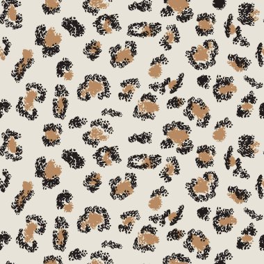 Açık beyaz arka planda leopar desenli bej ve kahverengi renkler. Moda, ev dekorasyonu ya da yaratıcı projeler için vektör tasarımları. Klasik bir hayvan izinde cesur, renkli bir kıvrım.