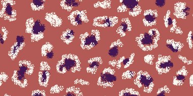 Dinamik, pürüzsüz desen. Kahverengi arka planda soyut noktalar var. Minimalist hayvandan esinlenilmiş düz baskı. Moda tekstili, modern dekor ve yaratıcı marka tasarımları için mükemmel bir süs.