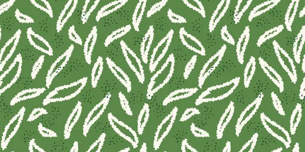 Yeşil arka planda elle çizilmiş uzatılmış şekiller içeren soyut, pürüzsüz desenler. Düz çağdaş baskı. Tekstil tasarımı, ambalaj kağıdı ve modern projeler için tasarımlar