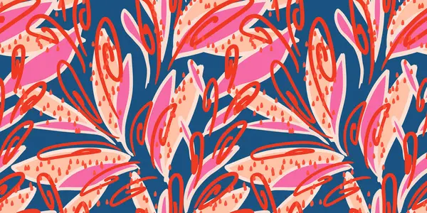 Soyut girdap şekilleri olan canlı, pürüzsüz bir desen. Vektör el çizildi. Eşsiz organik şekiller, akış çizgileri ve dinamik kompozisyon baskısı. Kumaş ve ambalaj kağıtları için çağdaş tasarım