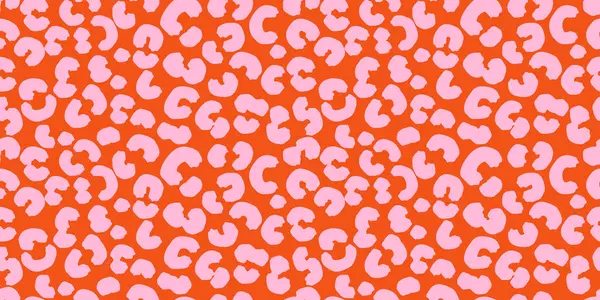 Pembe benekli, pürüzsüz leopar deseni parlak turuncu arka planda organik şekiller. Tekstil, moda, dijital duvar kağıtları, yaratıcı markalaşma projeleri için cesur, modern, modaya uygun tasarım.