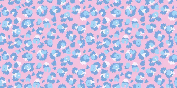 Yumuşak pembe arka planda mavi lekeleri olan leopar esinlenilmiş kusursuz desen. Tekstil, moda, duvar kağıtları ve cesur, vahşi estetik gerektiren yaratıcı projeler için son moda hayvan baskısı titreşimleri..