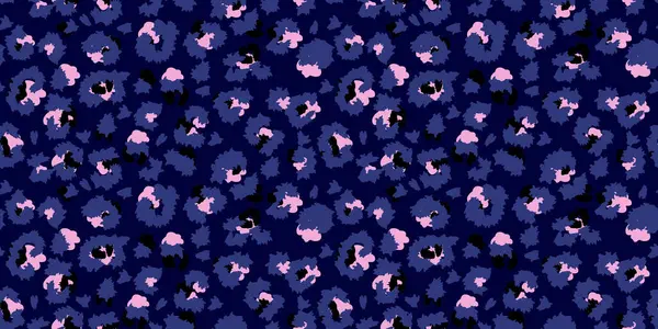 Kalın leopar desenli, donanma arka planında mavi lekeler var. Moda, tekstil, duvar kağıtları ve şık bir hayvan baskısı ile grafik tasarım projeleri için mükemmel..