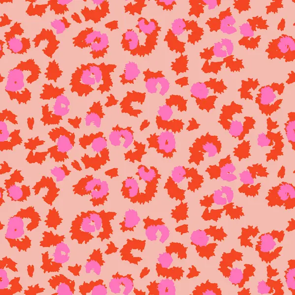 Bej arka planı, canlı kırmızı çizgileri ve pembe aksanlı modaya uygun leopar desenli vektör deseni. Moda için mükemmel, çocuklar giyer, kırtasiye malzemesi, ve eğlenceli markalaşma projeleri.