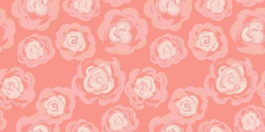 Süslü, pürüzsüz vektör desenli, elle çizilmiş, kremalı ve turuncu bir arka planda şeftali rengi olan soyut güller. Tekstil, duvar kâğıtları, ambalaj ve romantik temalı tasarımlar için mükemmel..