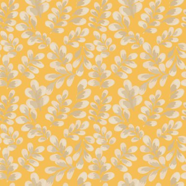 Parlak sarı arka planda yemyeşil yapraklar içeren kusursuz vektör deseni. Canlı, elle boyanmış yaprak kalın ve ferahlatıcı bir botanik tasarım yaratıyor. Kumaş ve duvar kâğıdı için mükemmel.