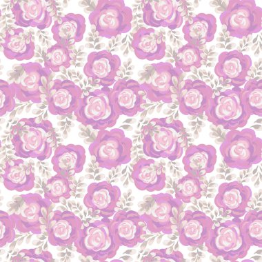 Beyaz arka planda beyaz yapraklı pembe güller içeren el boyası, çiçeksiz desen. Sanatsal suluboya stili, tekstil, ambalaj, düğün davetiyeleri ve zarif tasarımlar için mükemmel.