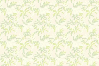 Seamless vector pattern with tropical leaves in pastel green and mint on a light background. Stylish botanical design for fabric, print, packaging, wallpapers, fashion projects