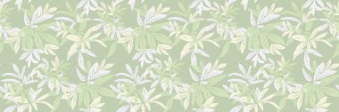 Kusursuz tropikal yaprak deseni, nane yeşili bir arka planda el çizimi tarzı yeşillik. Tekstil, duvar kağıtları, ambalaj, yüzey tasarımı için doğa süsü