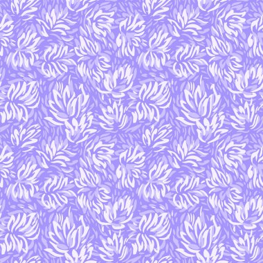 Menekşe, lavanta ve eflatun arka planda soyut mor çiçekli kusursuz vektör deseni. Dekoratif ve modern tasarım tekstil, duvar kağıtları, kırtasiye malzemeleri, moda baskıları için mükemmeldir.