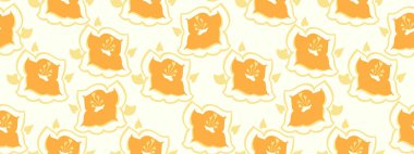 Kusursuz, soyut çiçek deseni. Üzerinde sarı çiçekler ve açık bir arkaplan var. Tekstil, ambalaj kağıdı ve dekor projeleri için modern tasarım idealdir.