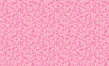 Kusursuz desen, narin çiçek sapları ve pembe arka planda küçük çiçekler. Tekstil, duvar kağıtları, kırtasiye malzemeleri ve modern dekoratif uygulamalar için zarif botanik tasarımı.