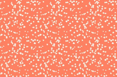 Küçük beyaz çiçek desenleri, küçük noktalar, sıcak mercan zeminine saçılmış küçük damlalar. Bu oyuncu, minimalist tasarım baskı, tekstil, hediye paketi ve duvar kağıtları için mükemmel.