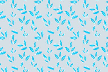 Soyut mavi ve beyaz pastel boya desenli kusursuz vektör deseni açık arkaplanda. Tekstil, hediye paketi, kırtasiye, çocuk ürünleri ve yaratıcı markalaşma için ideal.