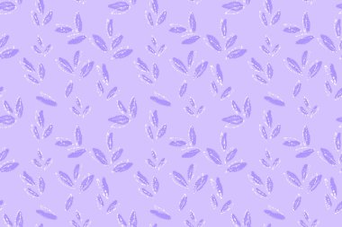 Pembe, mor, lavanta arkaplan üzerinde soyut yaprakları olan kusursuz vektör deseni. Kumaş, duvar kağıdı, ambalaj ve markalaşma için sanatsal el yapımı yaprak tasarımı