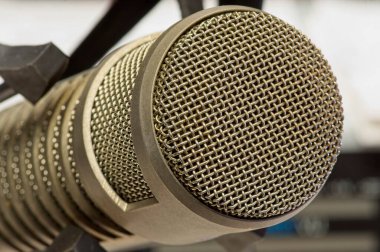 Professional studio microphone in a close up clipart