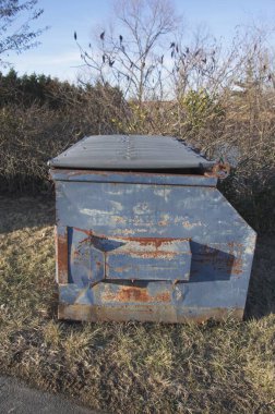 Kırsal bölgedeki bir çöp konteynırının yan görüntüsü