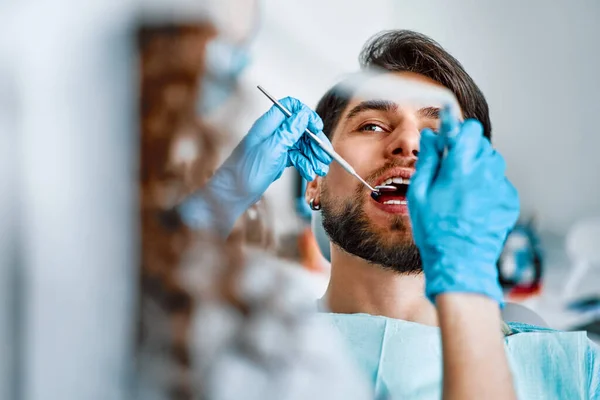 Odontoiatria Medicina Appuntamento Dal Dentista Copia Spazio — Foto Stock