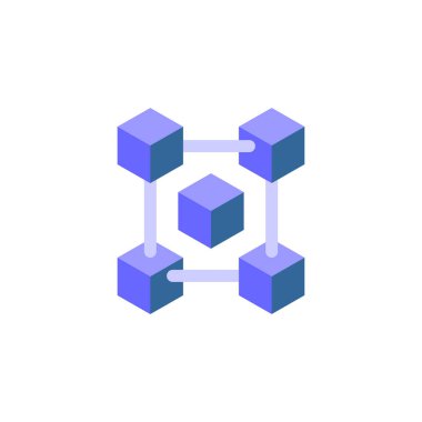 blockchain simgesi seti, blockchain vektörü düz tasarım işareti simgesi ayarla