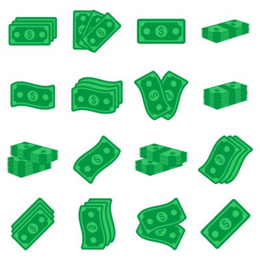 kağıt para simgesi seti, para simgesi seti, kağıt para vektörü seti, para vektörü seti işareti