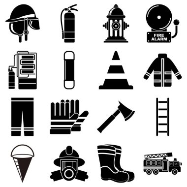 yangın güvenlik ekipmanı simgesi vektör işareti belirlendi
