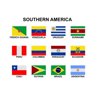 Ülkenin bayrakları Güney Amerika 'nın vektör sembolü