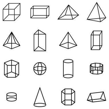 Geometrik şekil 3d simgesi soyut vektör işareti simgesi ayarla