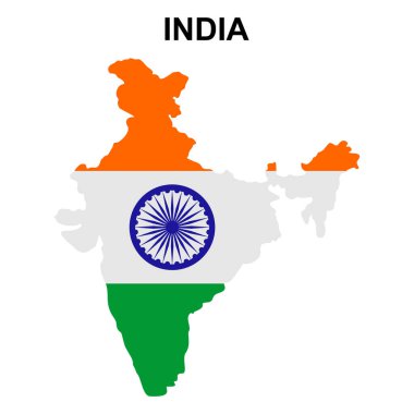 Ulusal bayrak vektör sembollü Hindistan haritası.