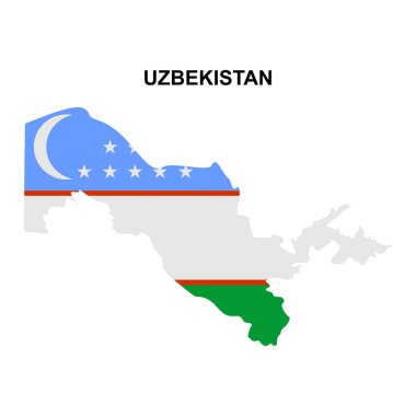 Ulusal bayrak ikon vektör sembollü Özbekistan haritaları
