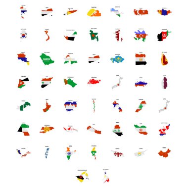 Asya kıtasındaki ülkelerin haritası vektör işareti belirlendi