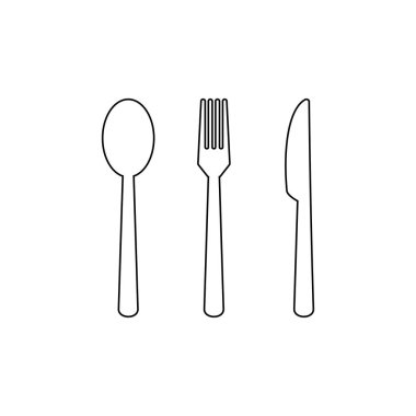 kaşık ve çatal simgesi. Restoranın vektör işareti logosu.