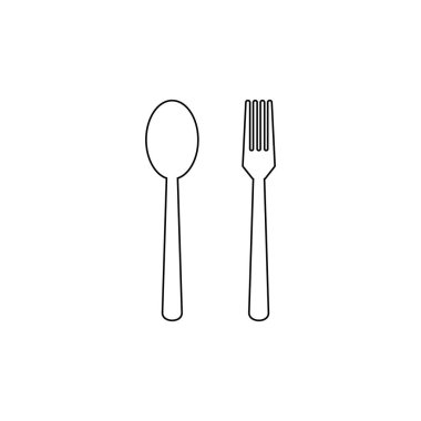 kaşık ve çatal simgesi. Restoranın vektör işareti logosu.