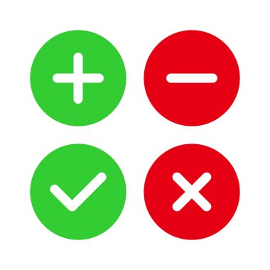 Artı, eksi, işaretle ve çapraz iz vektör işareti simgesini işaretle