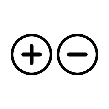 artı ve eksi simge vektör işareti sembolü