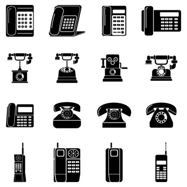 Telefon simgesi ayarlandı, eski telefon simgesi vektör işareti işareti