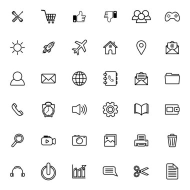 Web simgesi seti, bizimle bağlantı kurun ince çizgi biçimli vektör belirleme işareti sembolü 
