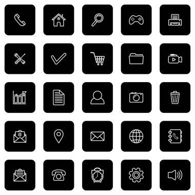 Web simgesi seti, bizimle bağlantı kurun ince çizgi biçimli vektör belirleme işareti sembolü 